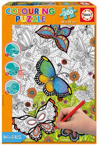 Пазл-раскраска Educa "Бабочки" 300 деталей