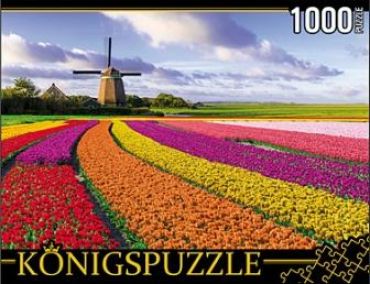 Пазл Konigspuzzle "Тюльпановое поле и мельница" 1000 деталей