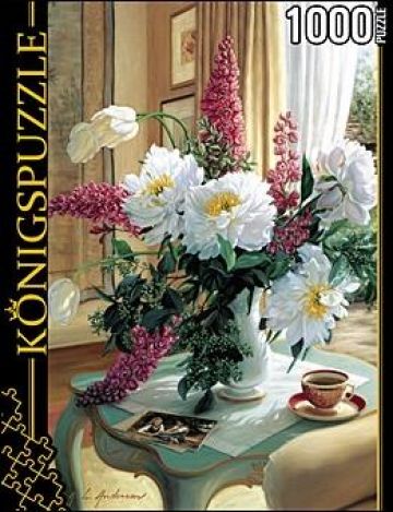 Пазл Konigspuzzle "Цветы на кофейном столике" 1000 деталей
