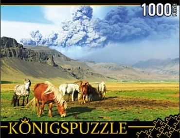 Пазл Konigspuzzle "Лошади и вулкан" 1000 деталей