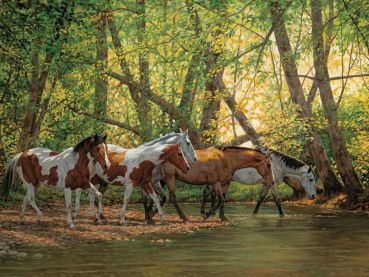 Пазл Cobble Hill "Лошади на водопое у ручья" 500 деталей