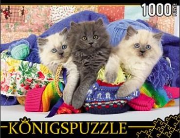 Пазл Konigspuzzle "Три котёнка" 1000 деталей