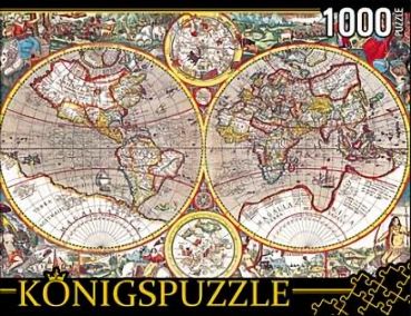 Пазл Konigspuzzle "Древняя карта мира" 1000 деталей
