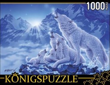 Пазл Konigspuzzle "Волки и ночные горы" 1000 деталей