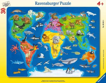 Пазл Ravensburger "Карта мира с животными" 30 деталей