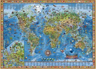 Пазл Heye "Географическая карта Земли" 2000 деталей