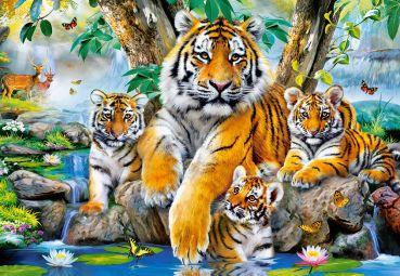 Пазл Castorland "Семья тигров у ручья" 1000 деталей