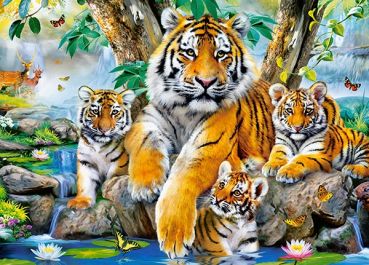Пазл Castorland "Семья тигров у ручья" 120 деталей MIDI