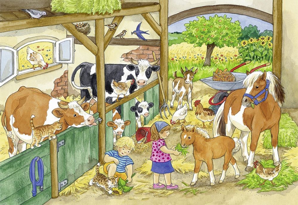 Ферма жили были. 09195 Равенсбург пазл на ферме. Домашние животные на ферме. Двор для домашних животных. Домашние животные во дворе.